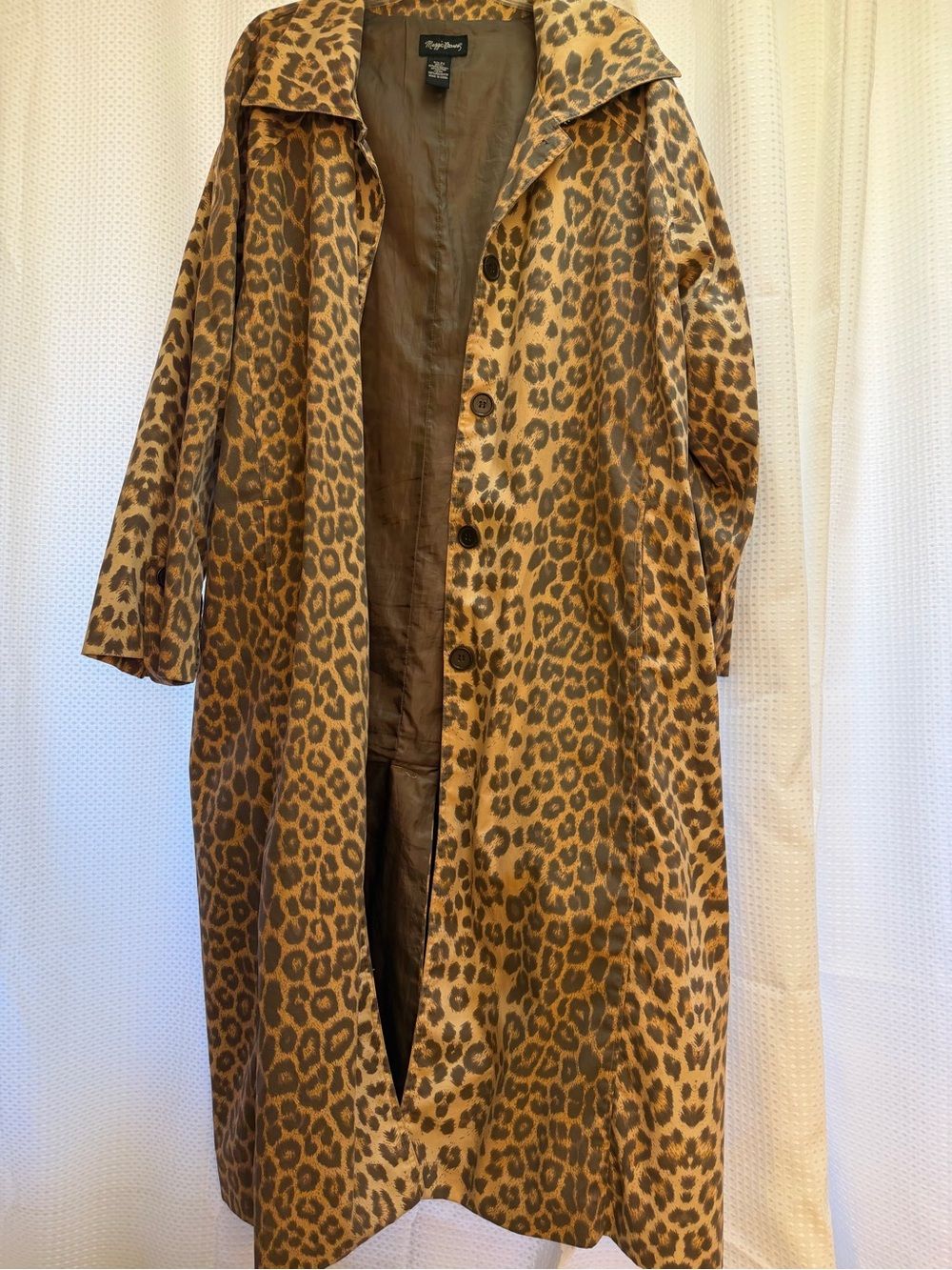 Maggie Barnes Leopard-Print Trench Coat in Brown